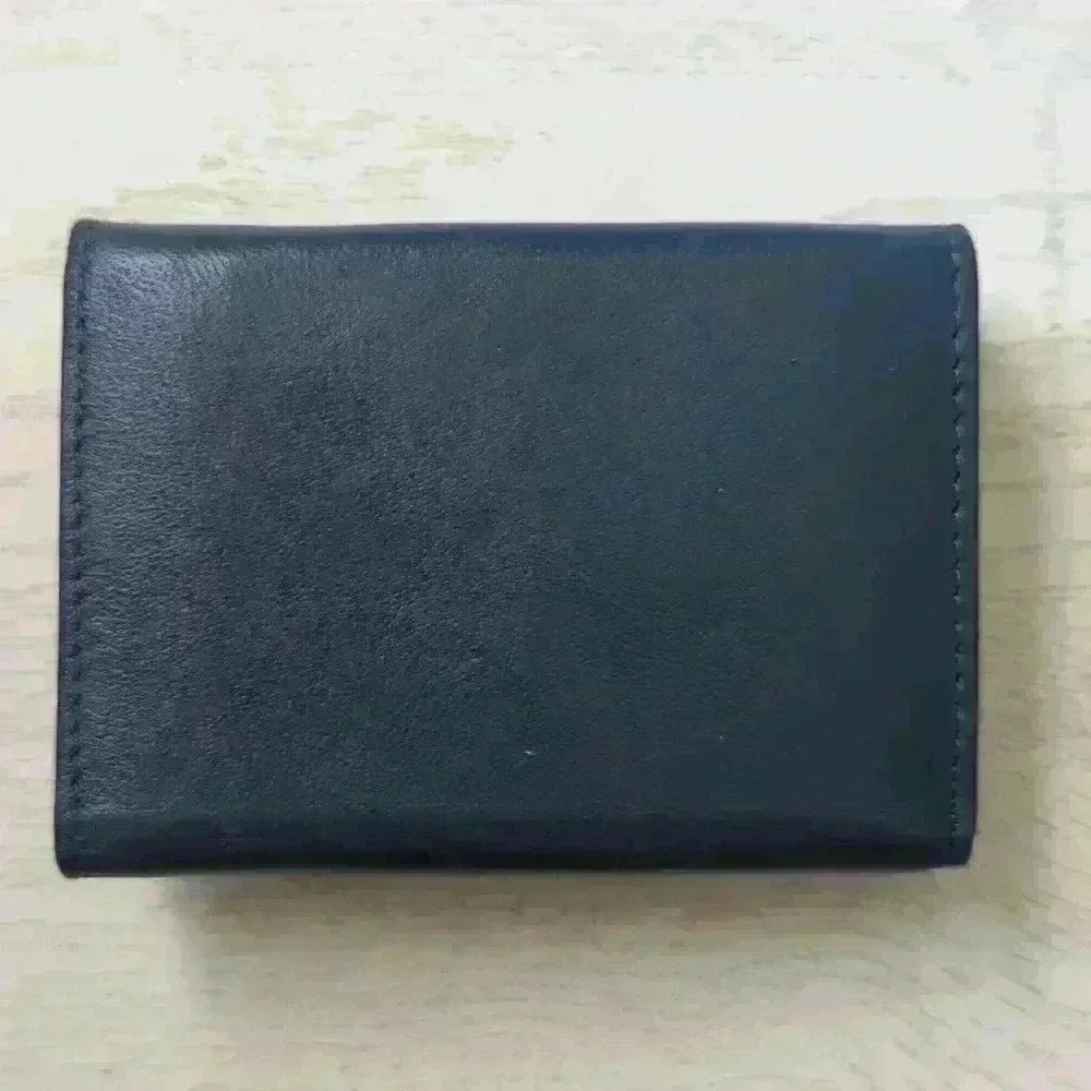 Blue Leather Wallet with Woven Design on Front - Picture 2 of 5